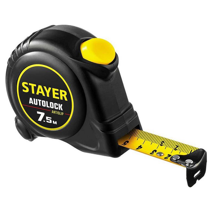 Рулетка  "STAYER" AUTOLOCK" обрез.корпус, 7,5 м/25 мм (2-34126-07-25)                                                                                                                                   