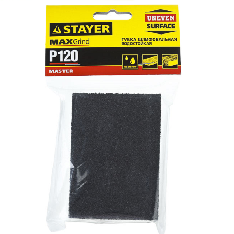 Губка шлифовальная STAYER MASTER четырехсторонняя Р120, 100х68х26мм(3560-1_z01)                                                                                                                         
