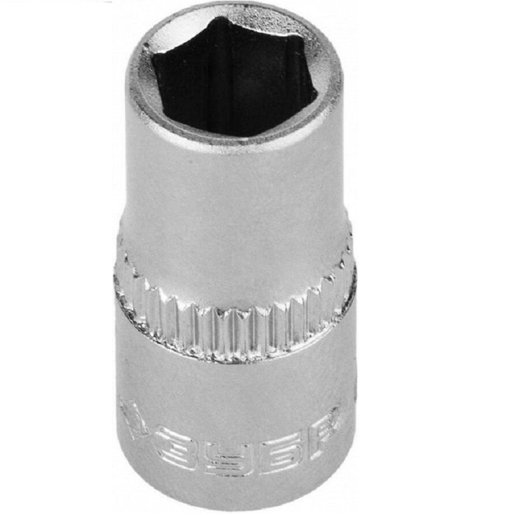 Головка торцовая ЗУБР "МАСТЕР" (1/4"), Cr-V, FLANK, хром. пок, 6мм 27715-06                                                                                                                             