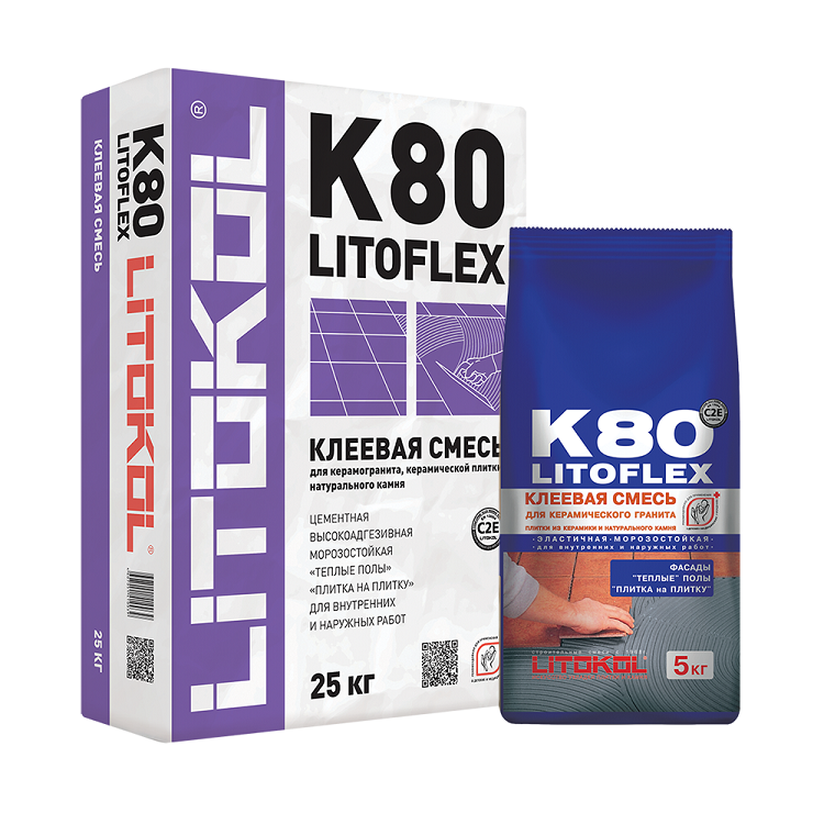 Клей для керамогранита и камня LITOFLEX K80 25кг усиленный                                                                                                                                              