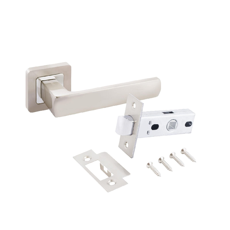 Комплект ручка и защелка АЛЛЮР АРТ "КОЛОМБО" BL+L45-8 SN (2380/S45) мат.никель (15199)                                                                                                                  