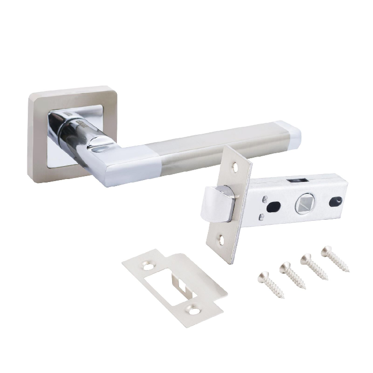 Комплект ручка и защелка АЛЛЮР АРТ "ВЕНСАН" SN/CP+L45-8 SN (2682/S45) мат.никель/хром (14665)                                                                                                           