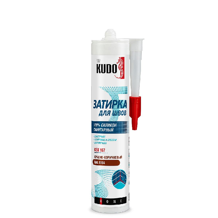 Герметик - затирка KUDO HOME силиконовый KSK-167 красно-коричневый RAL 8004 280 млРАСПРОДАЖА                                                                                                            