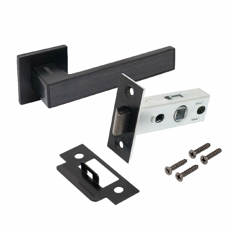 Комплект ручка и защелка АЛЛЮР АРТ "ЛАНА"  BL/BL+L45-8 BL (86150/S45) матовый черный (15709)                                                                                                            