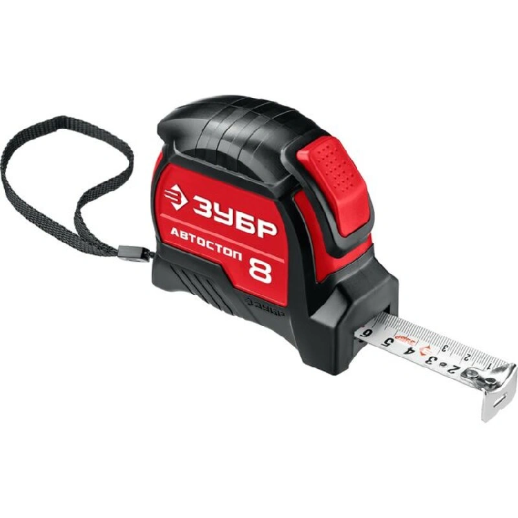 Рулетка ЗУБР "ЭКСПЕРТ" двухкомпонентный корпус, автостоп, 8х25мм (34052-08-25)                                                                                                                          