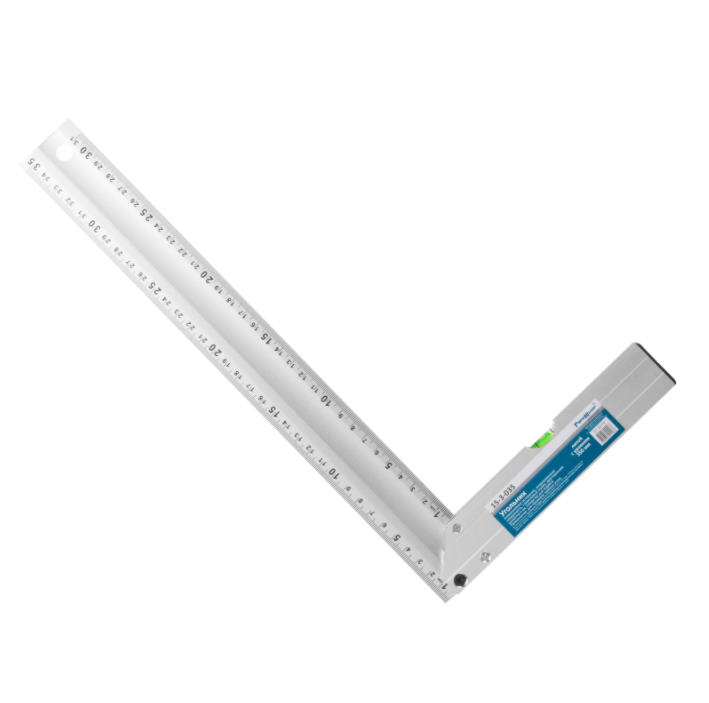 Угольник алюминиевый литой с уровнем,1 акриловый глазок, двусторонняя разметка в см, 350мм(15-3-035)                                                                                                    