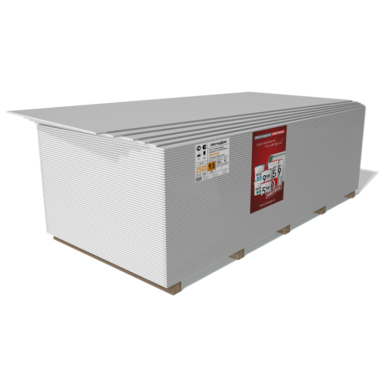 Гипсокартоновый лист 12,5х1200х2500мм Danogips                                                                                                                                                          