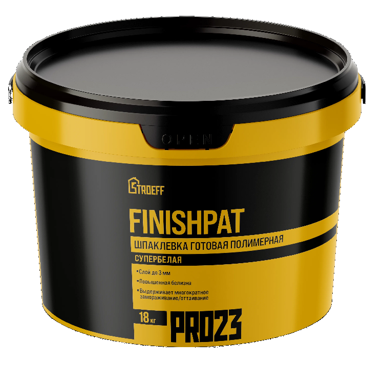 Шпаклевка ГОТОВАЯ ПОЛИМЕРНАЯ СУПЕРБЕЛАЯ FINISHPAT СТРОЕФФ 18КГ "Старатели"                                                                                                                              