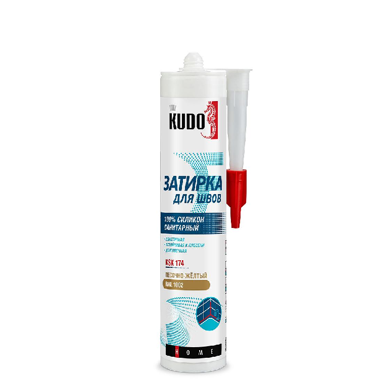 Герметик - затирка KUDO HOME силиконовый KSK-174 песочно-желтый RAL 1002 280 мл РАСПРОДАЖА                                                                                                              