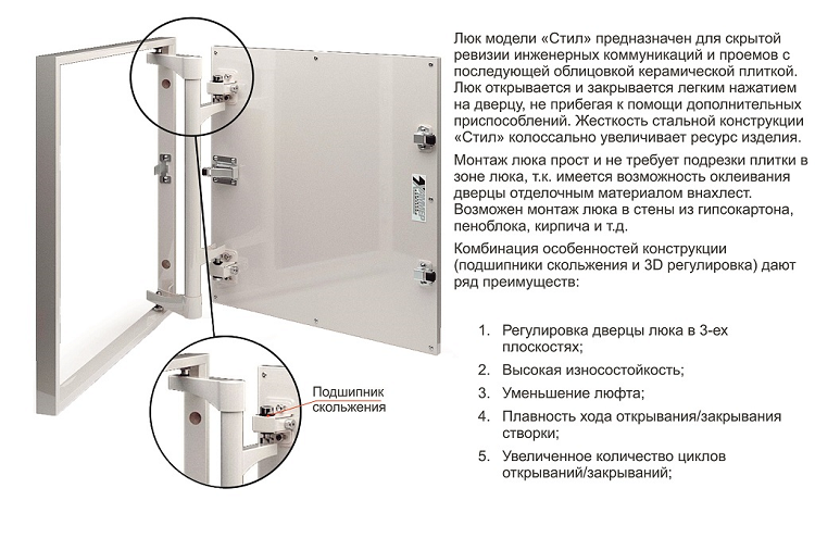 Люк под плитку Стил 200х400(h) петли по стороне 400                                                                                                                                                     