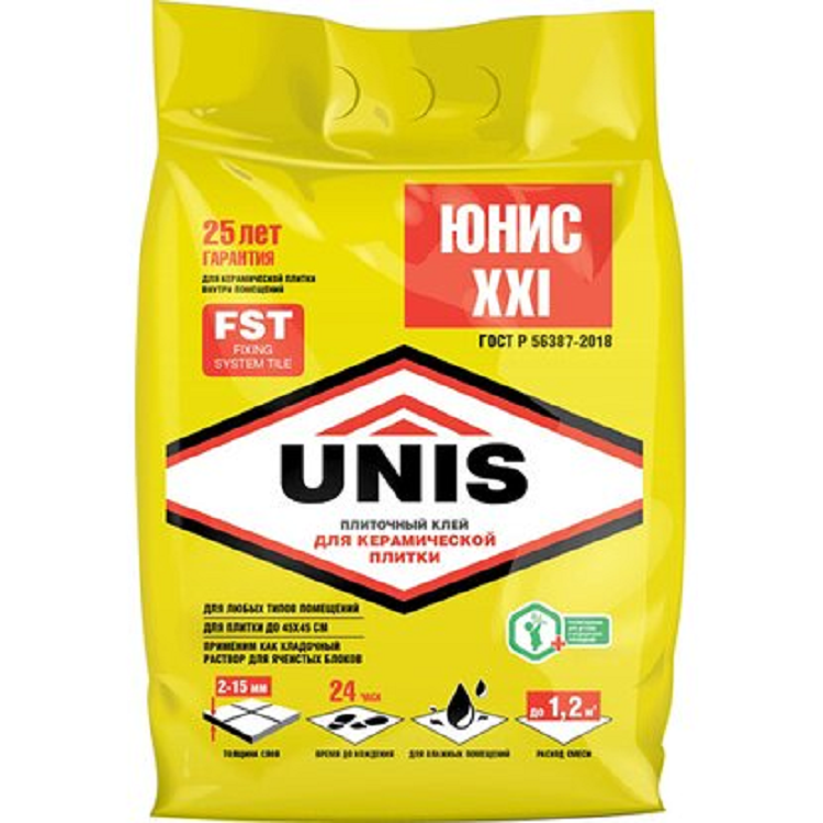 Клей для плитки "ЮНИС XXI" 5кг                                                                                                                                                                          