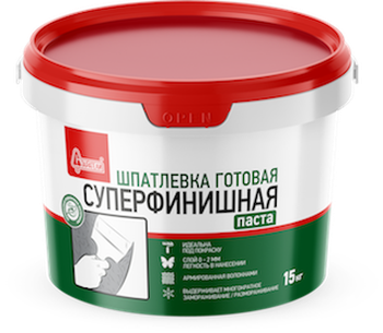 Шпатлёвка суперфинишная готовая белая (15кг) Старатели                                                                                                                                                  