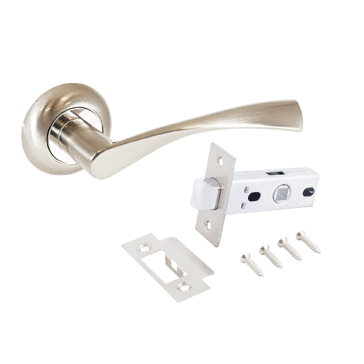 Комплект ручка и защелка АЛЛЮР АРТ "ОСКАР" SN+L45-8 SN (1380/S45) мат.никель (14676)                                                                                                                    