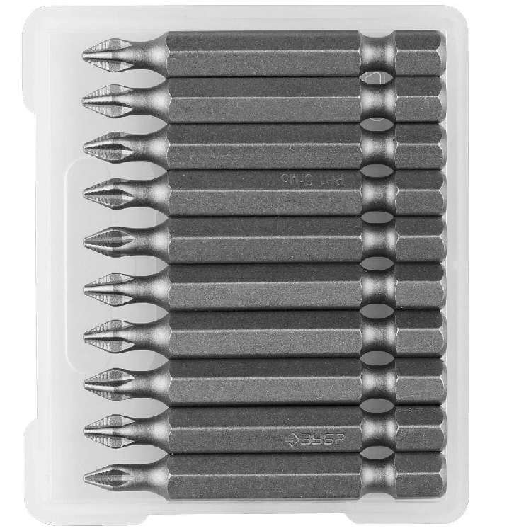 Биты ЗУБР "МАСТЕР" кованые,хромомолибденовая сталь,тип хвостовика Е1/4",РН1,50мм,10шт(26001-1-50-10)                                                                                                    