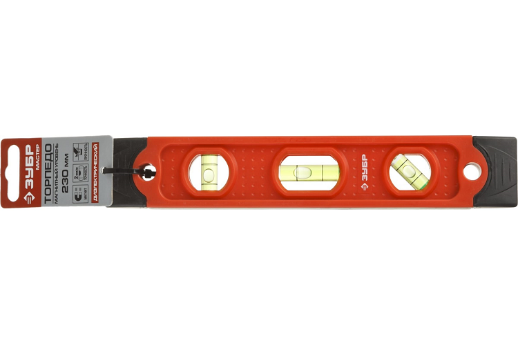 Уровень ЗУБР "МАСТЕР" ТОРПЕДО пласт.,магнитный, 4 ампулы, 230мм (3459)                                                                                                                                  