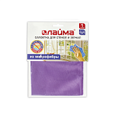 Салфетки для стекла и зеркал, гладкая микрофибра, 30х30см, фиолетовая, LAIMA 601248                                                                                                                     