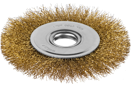 Щетка дисковая для УШМ, стальная лат. проволока 0,3 мм, d=125 мм, MIRAX 35141-125                                                                                                                       