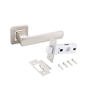 Комплект ручка и защелка АЛЛЮР АРТ "КОЛОМБО" BL+L45-8 SN (2380/S45) мат.никель (15199)                                                                                                                  