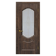 Дверь Сиена-2 шале PVC дуб корица ДО 2000х800 стекло сатинат, контурный полимер золото                                                                                                                  