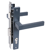 Замок для КАЛИТКИ врезной с ручкой СТАНДАРТ 8520.01.7016 серый антрацит, ключ-ключ (17657)                                                                                                              