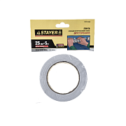 Двухсторонняя клейкая лента на вспененной основе, STAYER Proffessional,белая,25мм х 5м (12231-25-05)                                                                                                    