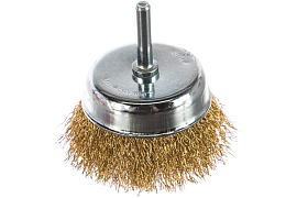 Щетка чашечная MIRAX для дрели, витая стальная лат.проволока 0,3мм,d=75мм (35147-075)                                                                                                                   