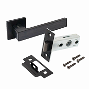 Комплект ручка и защелка АЛЛЮР АРТ "ЛАНА"  BL/BL+L45-8 BL (86150/S45) матовый черный (15709)                                                                                                            