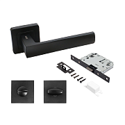 Комплект ручка и защ. с фикс  АЛЛЮР АРТ "КОЛОМБО" SN+L7050S SN+BK-S1 SN/CP мат.никель (15202)                                                                                                           