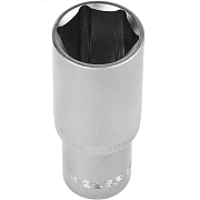 Головка торцовая ЗУБР "МАСТЕР" (1/2") удлин., Cr-V, FLANK хроматированное покрытие, 15 мм 27726-15                                                                                                      