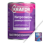 Эмаль НЦ-132 белая 0,7кг "KRAFOR"                                                                                                                                                                       