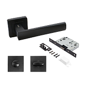 Комплект ручка и защ. с фикс  АЛЛЮР АРТ "КОЛОМБО" BL+L7050S BL+BK-S1 BL матовый черный  (15203)                                                                                                         