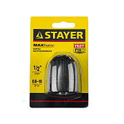Патрон быстрозажимной STAYER для дрели 10мм, посад.резьба 1/2" Д0,8-10мм, пласт.корпус(29052-10-1/2)                                                                                                    