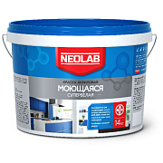 Краска акриловая NEOLAB моющаяся белая матовая, 14 кг                                                                                                                                                   