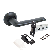 Комплект ручка и защелка АЛЛЮР АРТ "ПОЛО" BL+L45-8 BL (15150/S45) матовый черный (14669)                                                                                                                