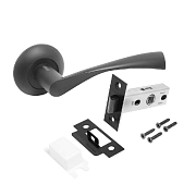 Комплект ручка и защелка АЛЛЮР АРТ "ОСКАР" BL+L45-8 BL (13150/S45) матовый черный (14677)                                                                                                               