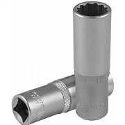 Головка торцовая ЗУБР "МАСТЕР" (1/2") удлин., Cr-V, FLANK хроматированное покрытие, 17 мм 27726-17                                                                                                      