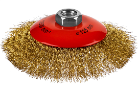 Щетка коническая для УШМ, витая стальная 0,3мм, d=125мм MIRAX 35143-125                                                                                                                                 