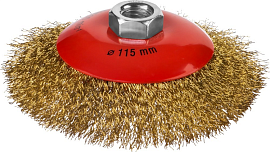 Щетка коническая для УШМ, витая стальная 0,3мм, d=115мм MIRAX 35143-115                                                                                                                                 