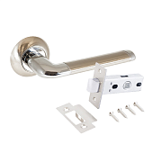 Комплект ручка и защелка АЛЛЮР АРТ "ПОЛО" BL+L45-8 SN (1582/S45) мат.никель/хром (14662)                                                                                                                