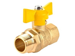 Кран шаровый 11Б27П газ А10 муфта-штуцер (природный газ,) ДУ15, Ру=16 бабочка  ГАЛЛОП                                                                                                                   